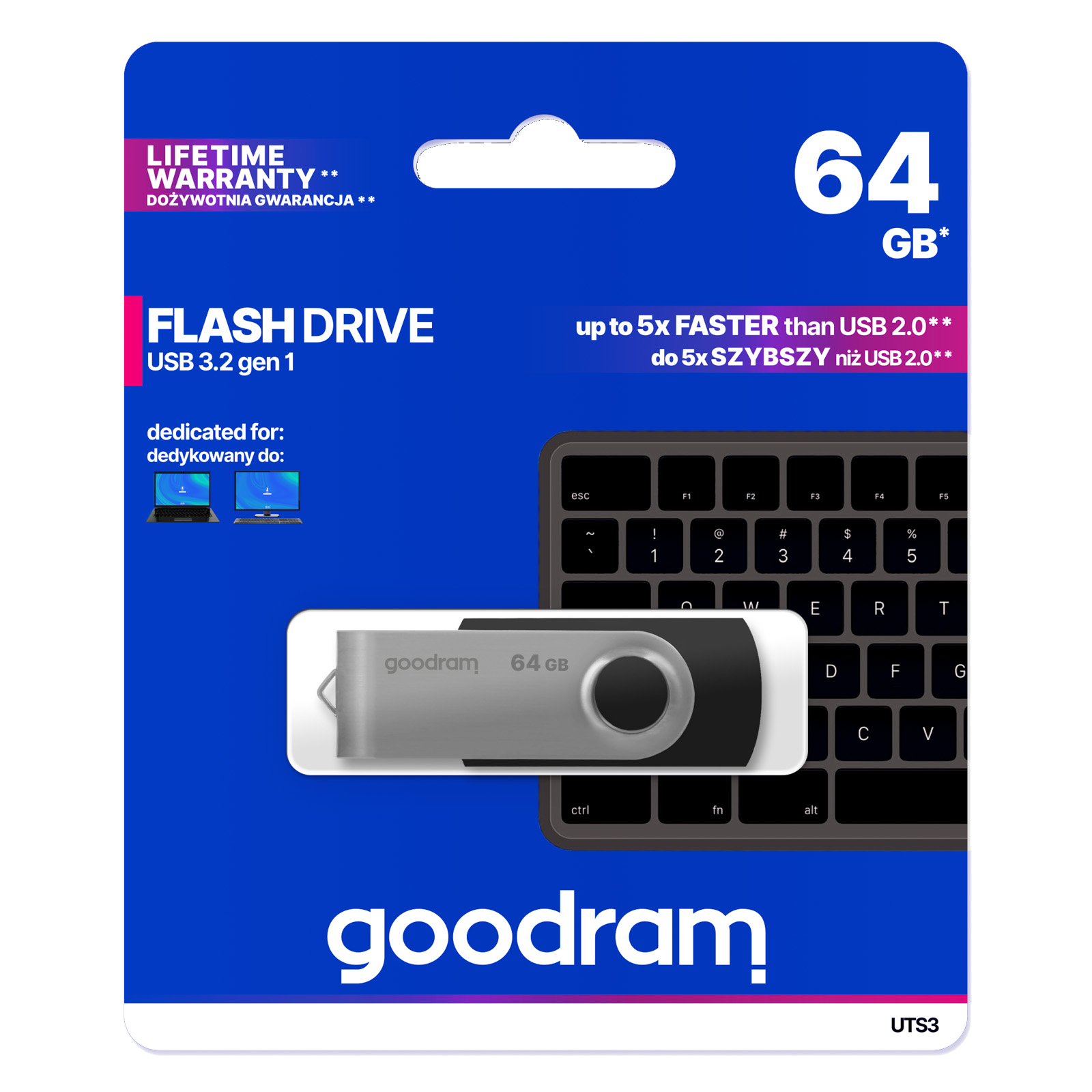 Накопичувач USB Goodram 64GB UTS3 Black USB 3.0 (UTS3-0640K0R11)